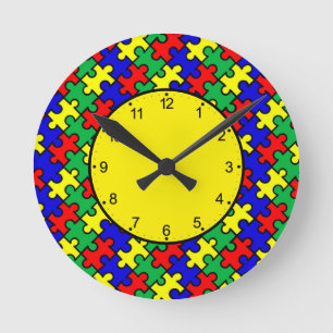 Horloge Ronde Motif sans couture de puzzle