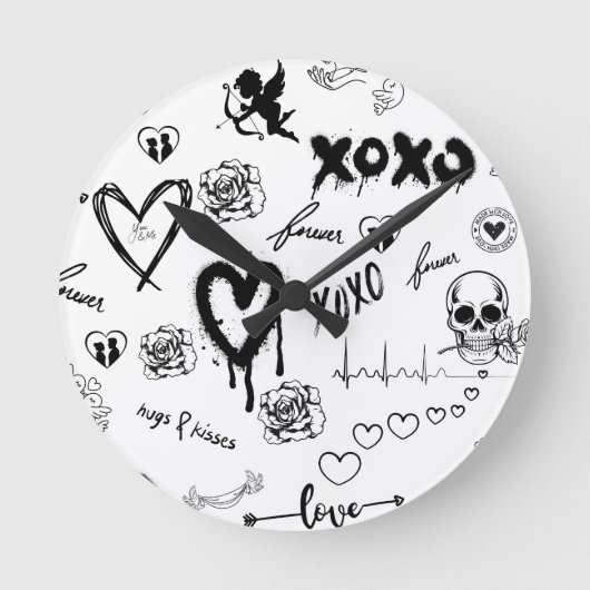 Horloge Ronde Motif sans couture gothique (Recto)