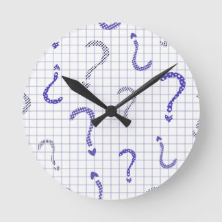 Horloge Ronde Motif sans fin point d'interrogation bleu