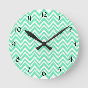 Horloge Ronde Motif Seafoam Mint Green Zigzgag