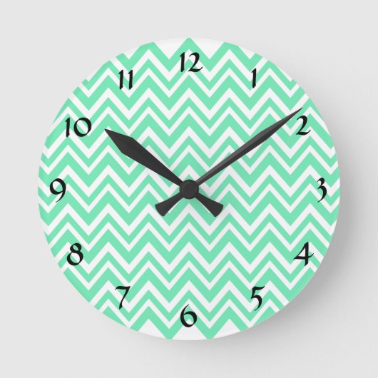 Horloge Ronde Motif Seafoam Mint Green Zigzgag (Recto)