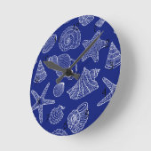 Horloge Ronde Motif Shell bleu clair (Angle)