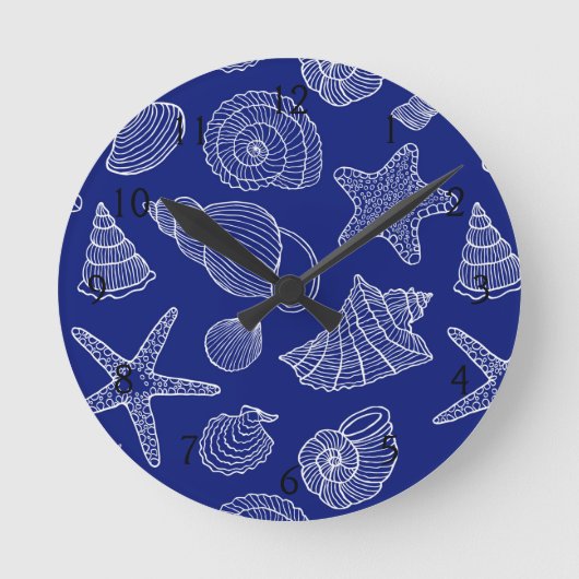 Horloge Ronde Motif Shell bleu clair (Recto)