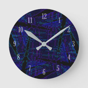 Horloge Ronde Motif strié bleu-foncé