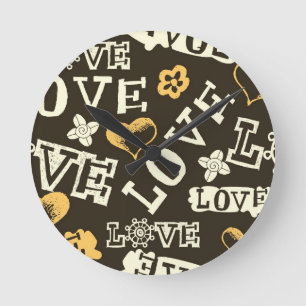 Horloge Ronde Motif tiré par la main d'amour