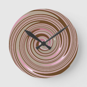 Horloge Ronde Motif tourbillon rose et marron