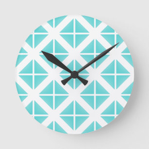 Horloge Ronde Motif Triangle tendance Turquoise