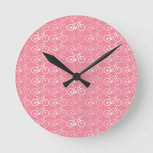 Horloge Ronde motif vélo rose