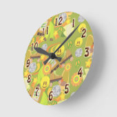 Horloge Ronde Motif vert de disco d'années '70 super (Angle)