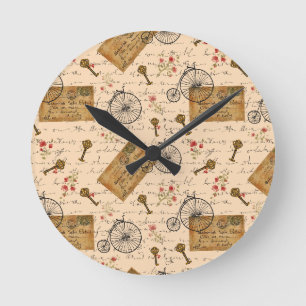 Horloge Ronde motif vintage