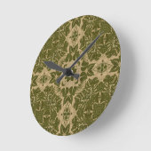Horloge Ronde Motif vintage de damassé d'art (Angle)