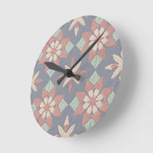 Horloge Ronde Motifs de broderie folklorique bohème
