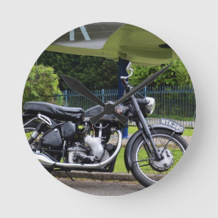 Horloge Ronde Motocyclette et Spitfire