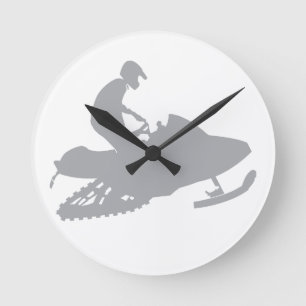 Horloge Ronde Motoneige gris argent