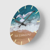 Horloge Ronde Mouette au-dessus de la mer (Angle)