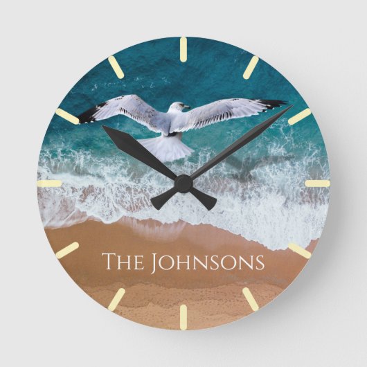 Horloge Ronde Mouette au-dessus de la mer (Recto)