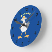 Horloge Ronde Mouette drôle avec frites dessin animé (Angle)