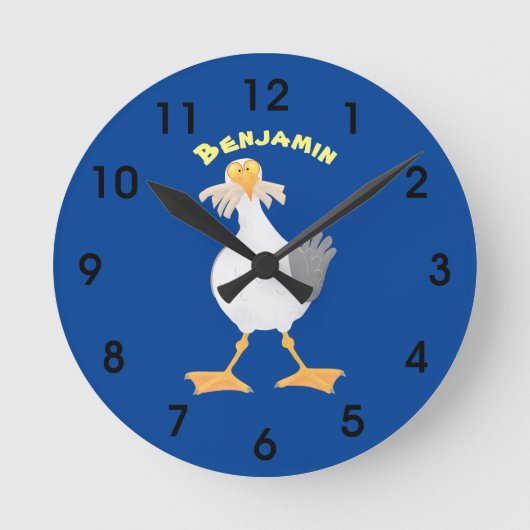 Horloge Ronde Mouette drôle avec frites dessin animé (Recto)