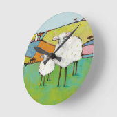 Horloge Ronde Moutons dans le pré (Angle)