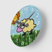 Horloge Ronde Moutons ensoleillés (Angle)