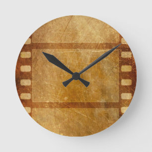 HORLOGE RONDE MOVIE REEL ANCIEN GRUNGE D'OR MODERNE ARRIÈRE - P