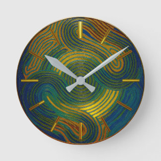 Horloge Ronde Multi-Color Bleu Or Vert Rouge