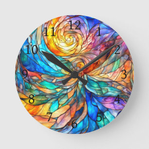 Horloge Ronde Multicolore coloré Abstrait 75 torsion