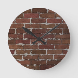 Horloge Ronde Mur de briques rouge