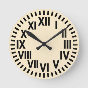 Horloge Ronde Mur de chiffres romains crème