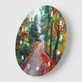 Horloge ronde murale paysage d'automne (Angle)