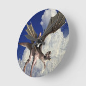 Horloge Ronde Musique dragon dans les nuages (Angle)