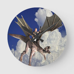 Horloge Ronde Musique dragon dans les nuages