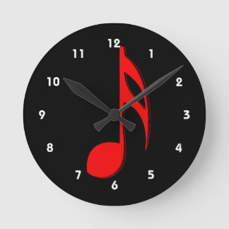 Horloge Ronde musique noire rouge design.png de huitième note