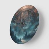 Horloge Ronde Mystic Gothic Steampunk Art - Blue Copper Patina  (Angle)