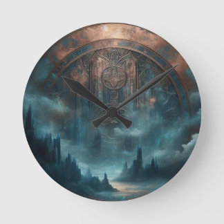 Horloge Ronde Mystic Gothic Steampunk Art - Blue Copper Patina 