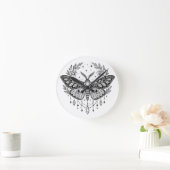 Horloge Ronde Mystical Gothic Moth Botanical Celestial Line Art (Maison)