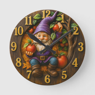 Horloge Ronde Nain aux pommes récolte fantaisie