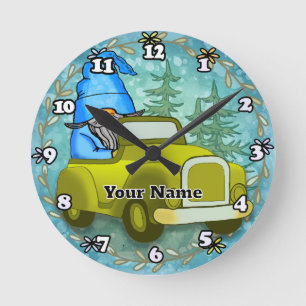 Horloge Ronde Nain conduisant une voiture