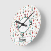 Horloge Ronde Name, Snowman Hearts Candy Pattern 8-in Acrylic (Angle)