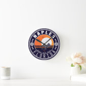 Horloge Ronde Naples Florida Beach Retro Sunset Pier 80s (Maison)