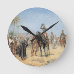 Horloge Ronde Napoléon arrivant à une oasis d'Egyptien (l'huil