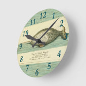 Horloge Ronde Narwhal Antique Baleine Aquarelle Art scientifique (Angle)