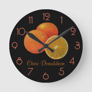 Horloge Ronde Nature morte d'oranges Peinture à l'huile sur toil