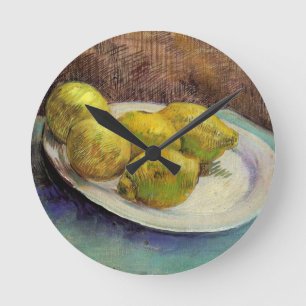 Horloge Ronde Nature morte Lemons sur une assiette par Vincent v