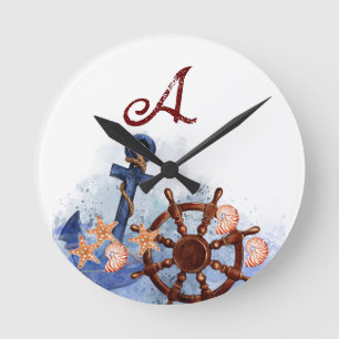 Horloge Ronde Nautical Beach Wedding Bridesmaid Cadeau
