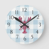 Horloge Ronde Nautical Blue Lobster Gingham Pattern (Recto)