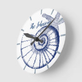 Horloge Ronde Nautilus Seashell & Starfish Marine Life Custom (Angle)