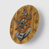 Horloge Ronde Navires Nautiques Roue Et Ancre (Angle)