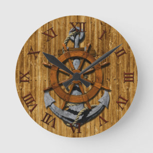 Horloge Ronde Navires Nautiques Roue Et Ancre