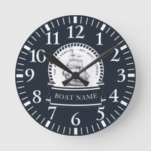 Horloge Ronde Navy Blue Boat